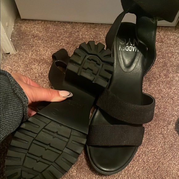 Black Chunky Heel Sandals - Picture 3 of 3